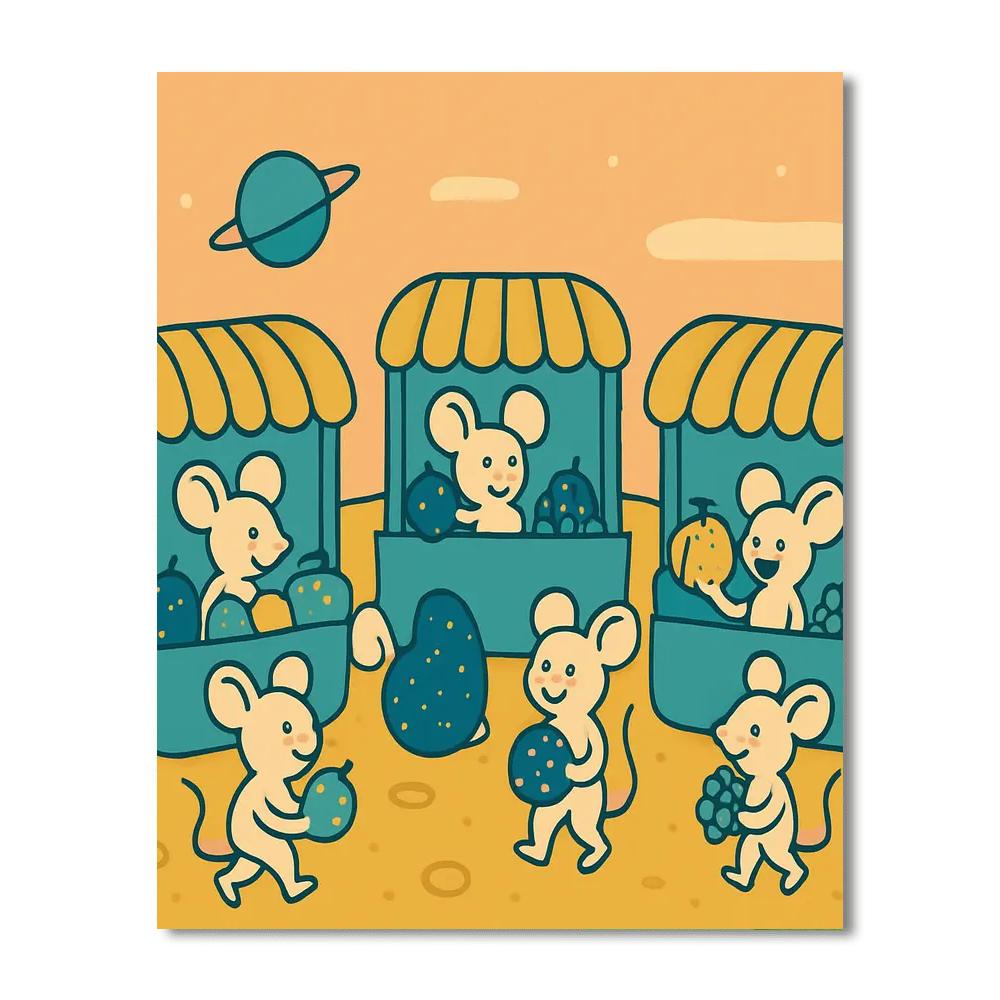 Moon Market Mice Number painting