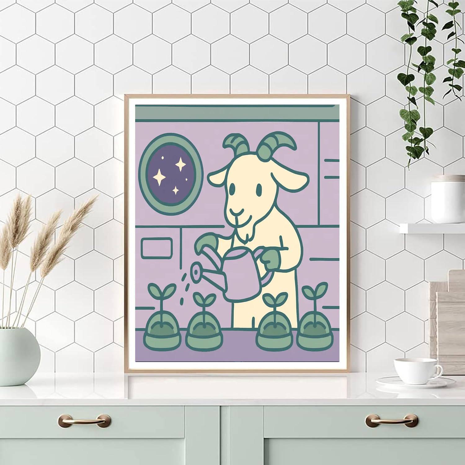 Galactic Gardening Goat Paint by numbers kits