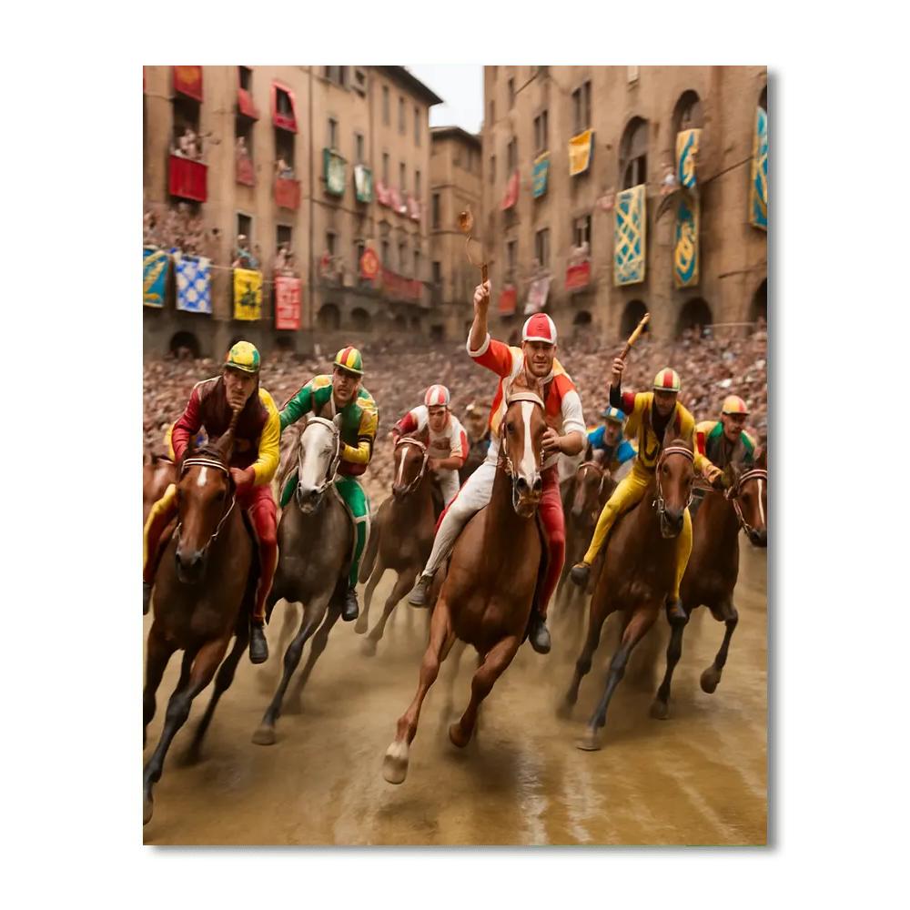 Palio Di Siena Horse Race paint by numbers
