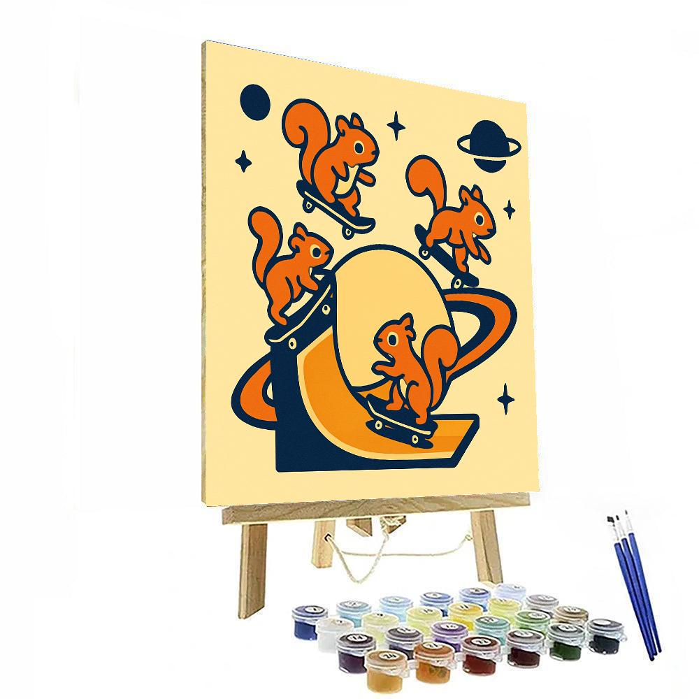 Saturn Skatepark Squirrels Painting by numbers kit