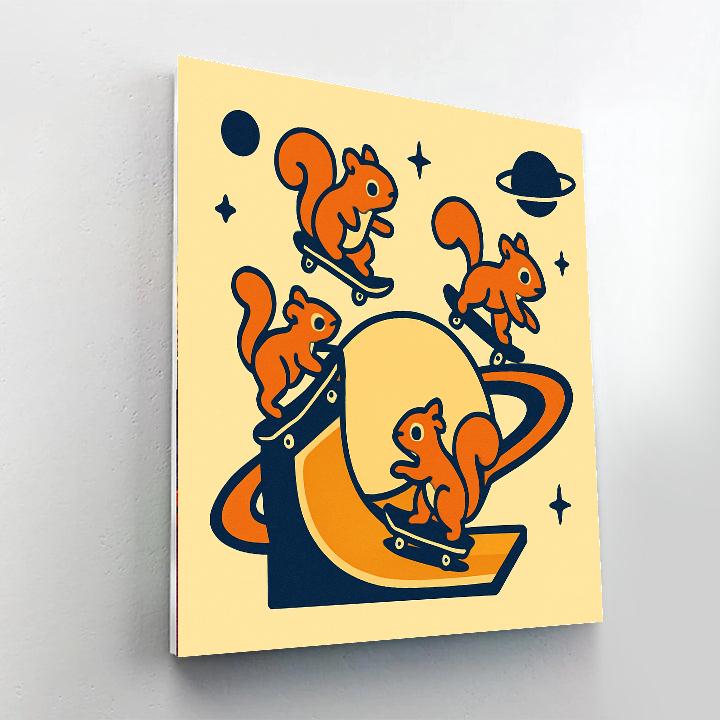 Saturn Skatepark Squirrels Painting by numbers kit