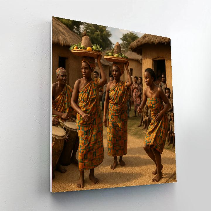 Yam Festival African Harvest Dance paint by color
