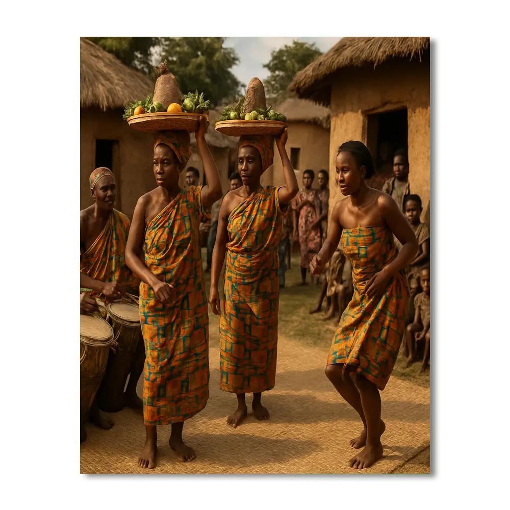 Yam Festival African Harvest Dance paint by color
