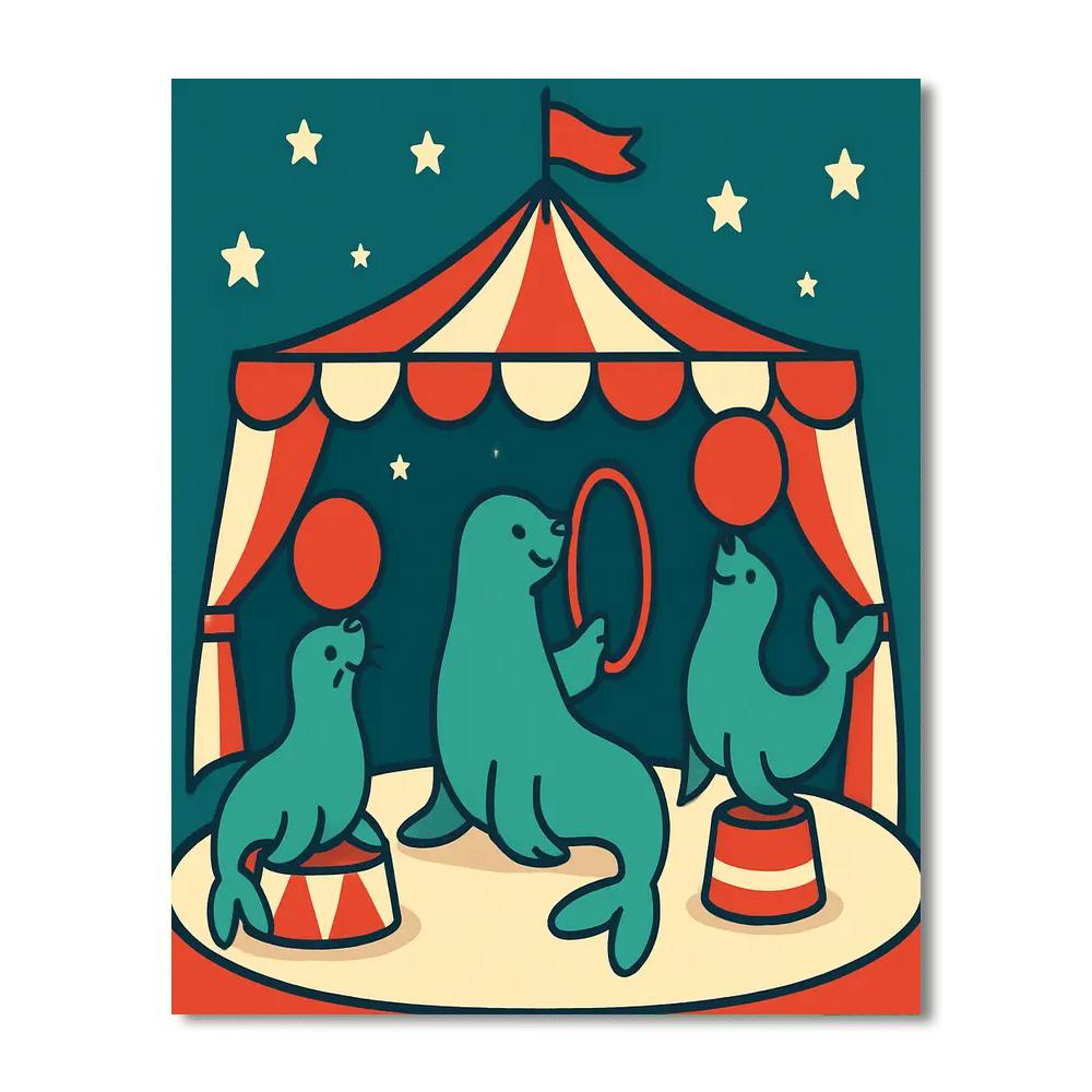 Celestial Circus Sealions paint by color