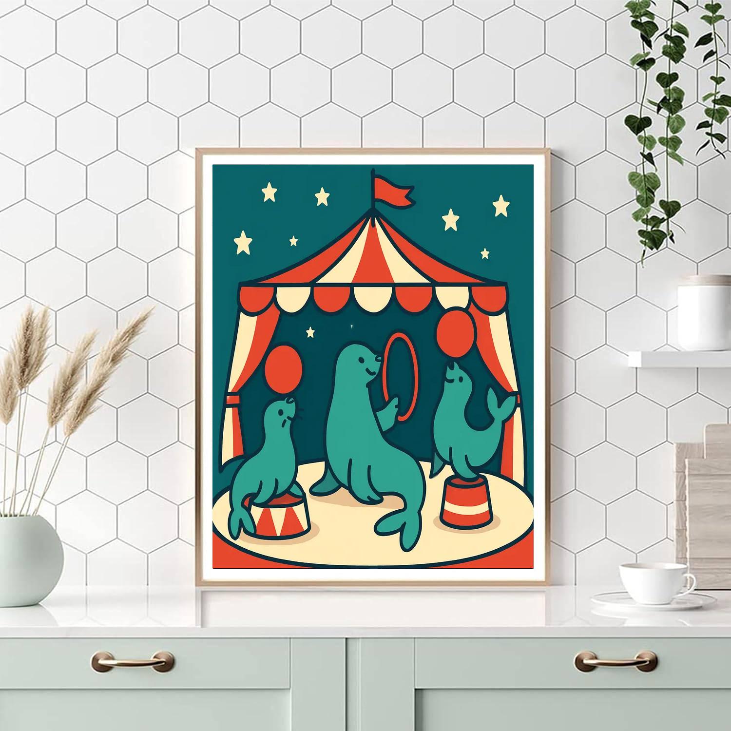 Celestial Circus Sealions paint by color