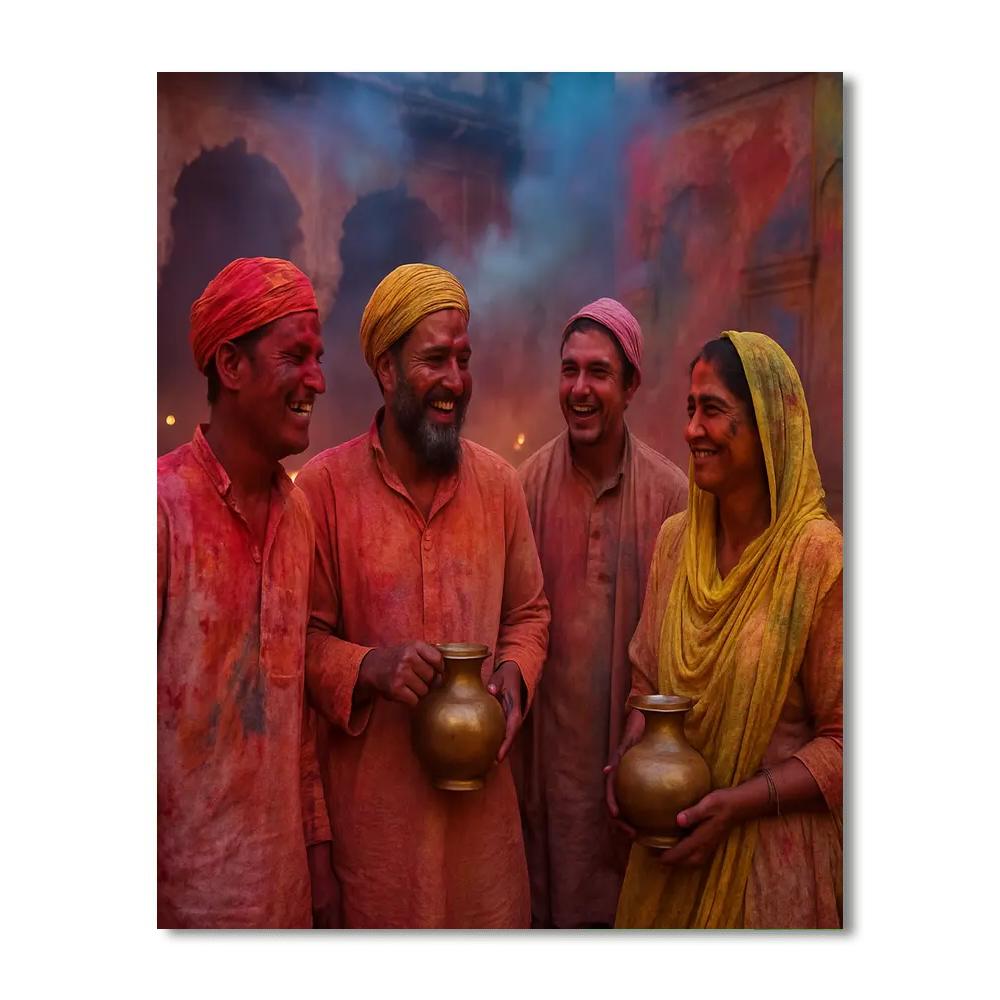 Holi Colors Of Vrindavan Morning paint by color
