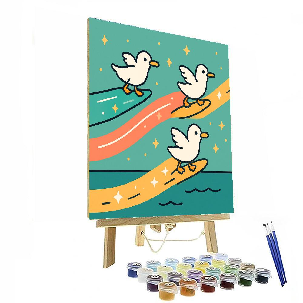 Stellar Surfing Seagulls Numbered painting kits
