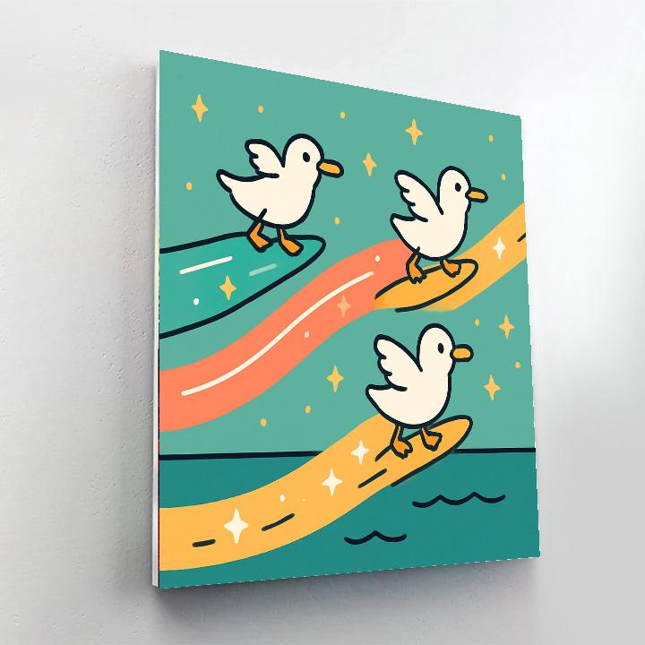 Stellar Surfing Seagulls Numbered painting kits
