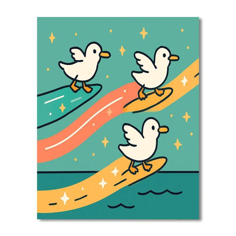 Stellar Surfing Seagulls Numbered painting kits