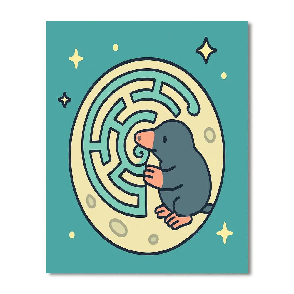 Moon Maze Mole Numbered painting kits