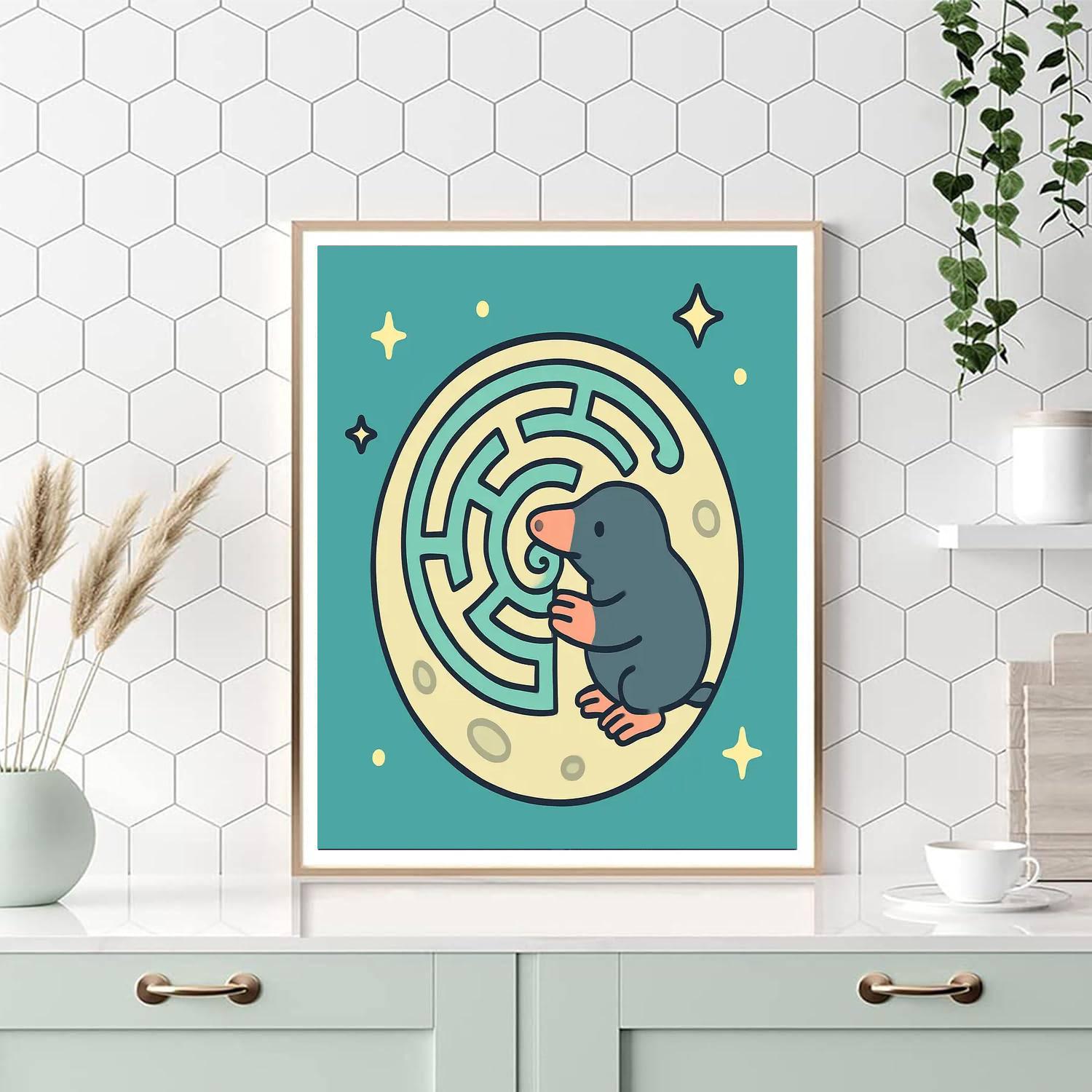 Moon Maze Mole Numbered painting kits