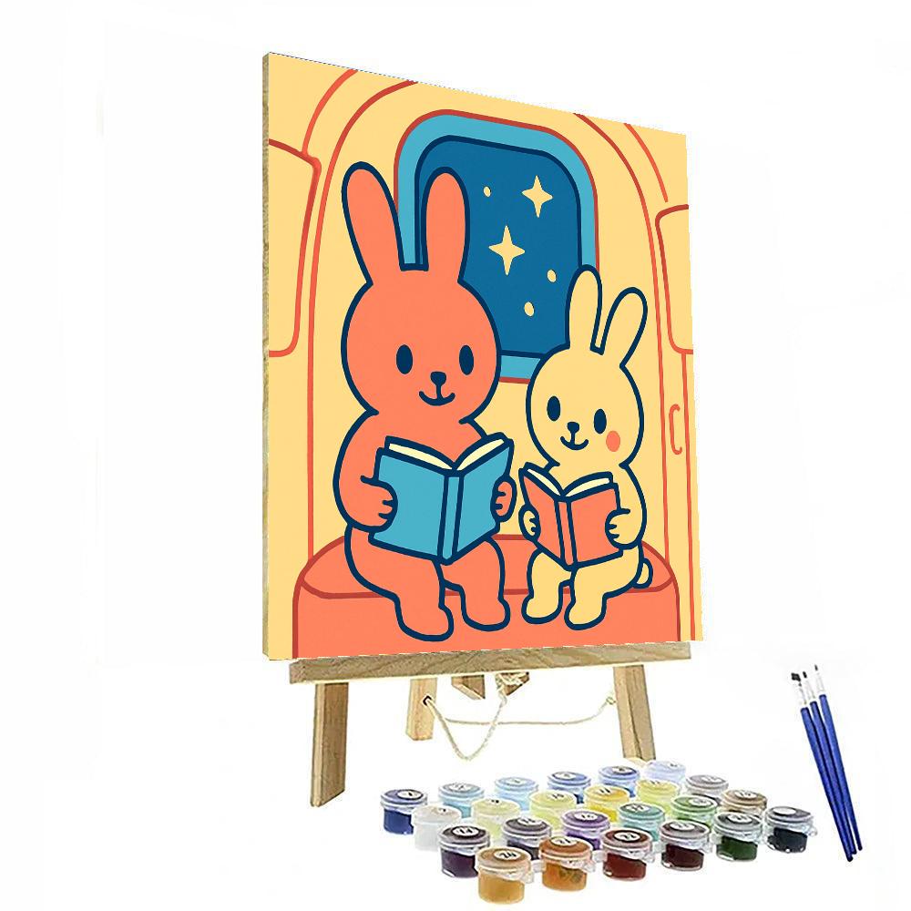 Rocket Reading Rabbits paint by number
