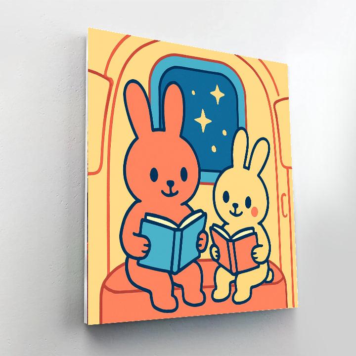 Rocket Reading Rabbits paint by number