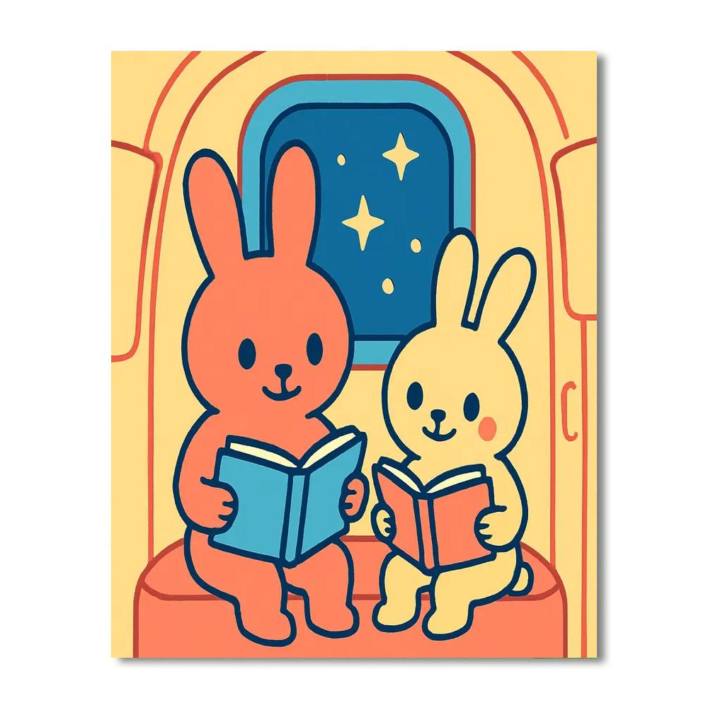 Rocket Reading Rabbits paint by number