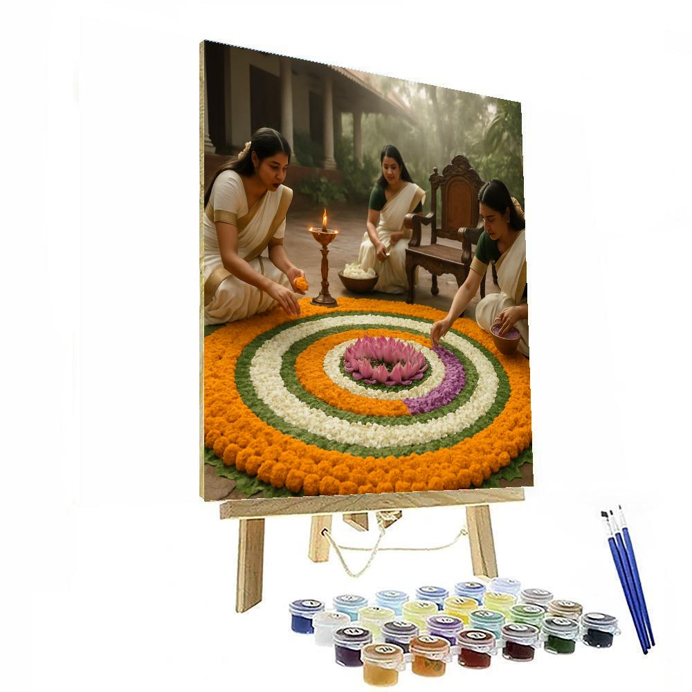 Onam Floral Carpet Throne Number painting
