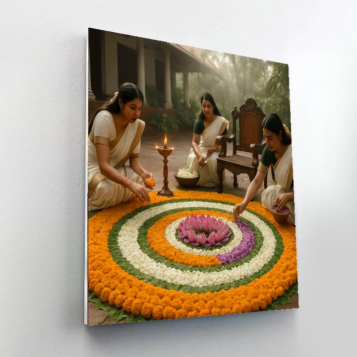 Onam Floral Carpet Throne Number painting