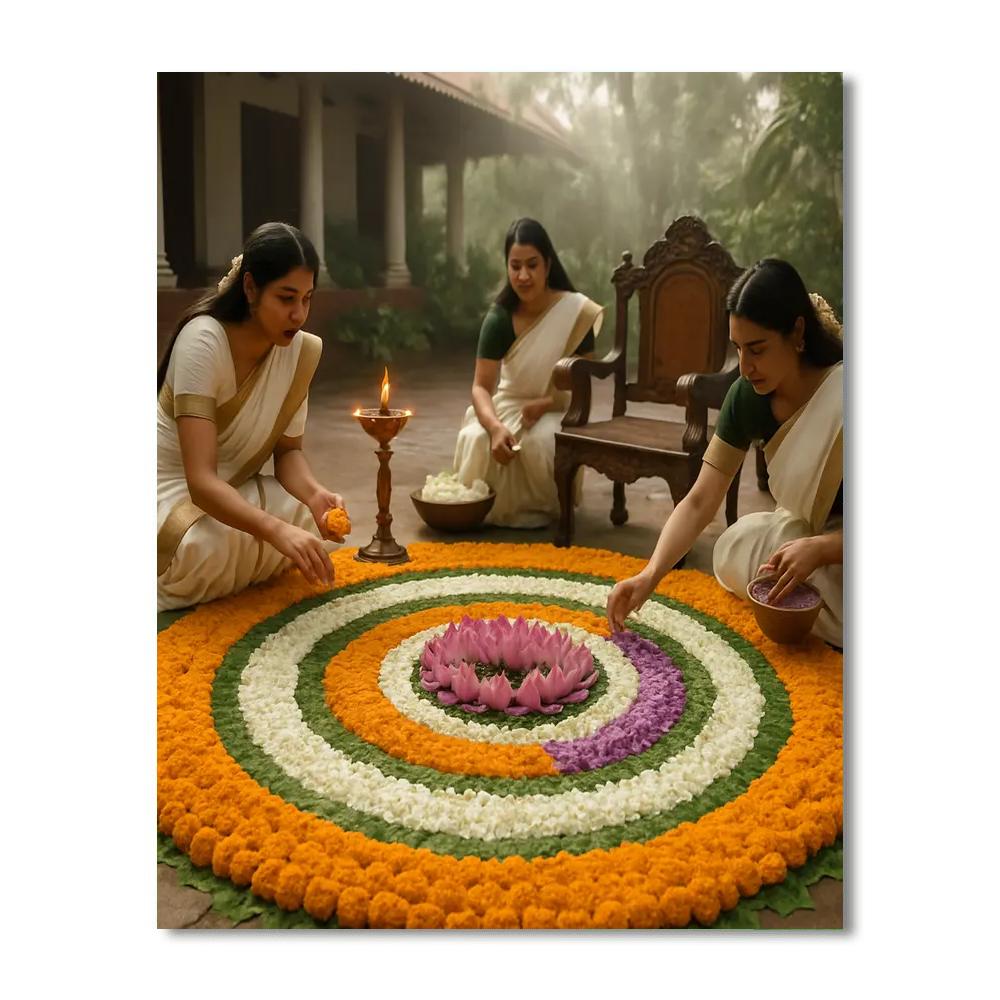 Onam Floral Carpet Throne Number painting