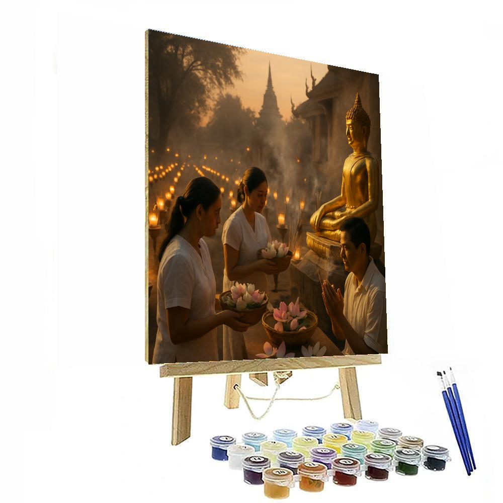 Buddha Day Vesak Temple Glow Numbered painting kits