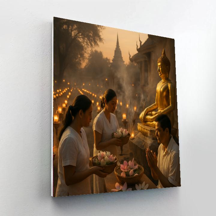 Buddha Day Vesak Temple Glow Numbered painting kits