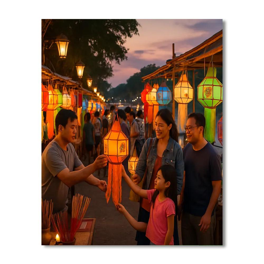 Lantern Festival Chiang Rai Market Paint by numbers kits