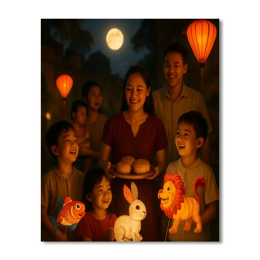 Tet Trung Thu Moon Cake Night Number painting