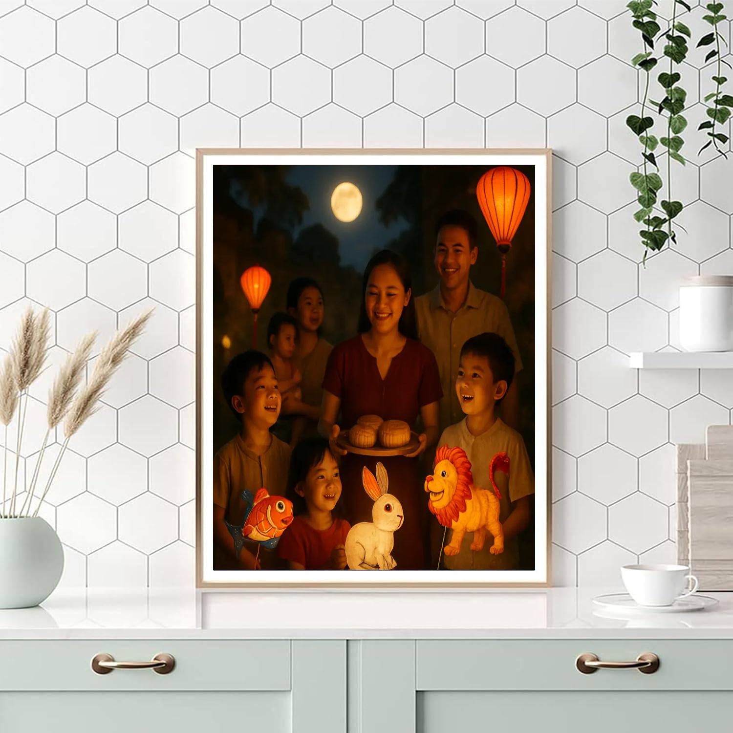 Tet Trung Thu Moon Cake Night Number painting