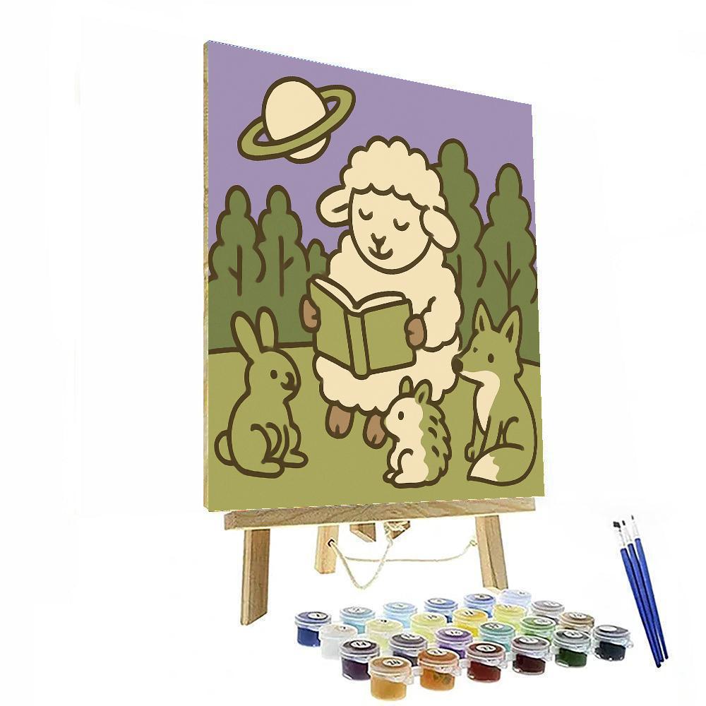 Starlit Storytime Sheep painting number kit