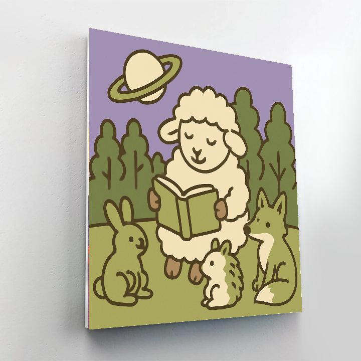 Starlit Storytime Sheep painting number kit