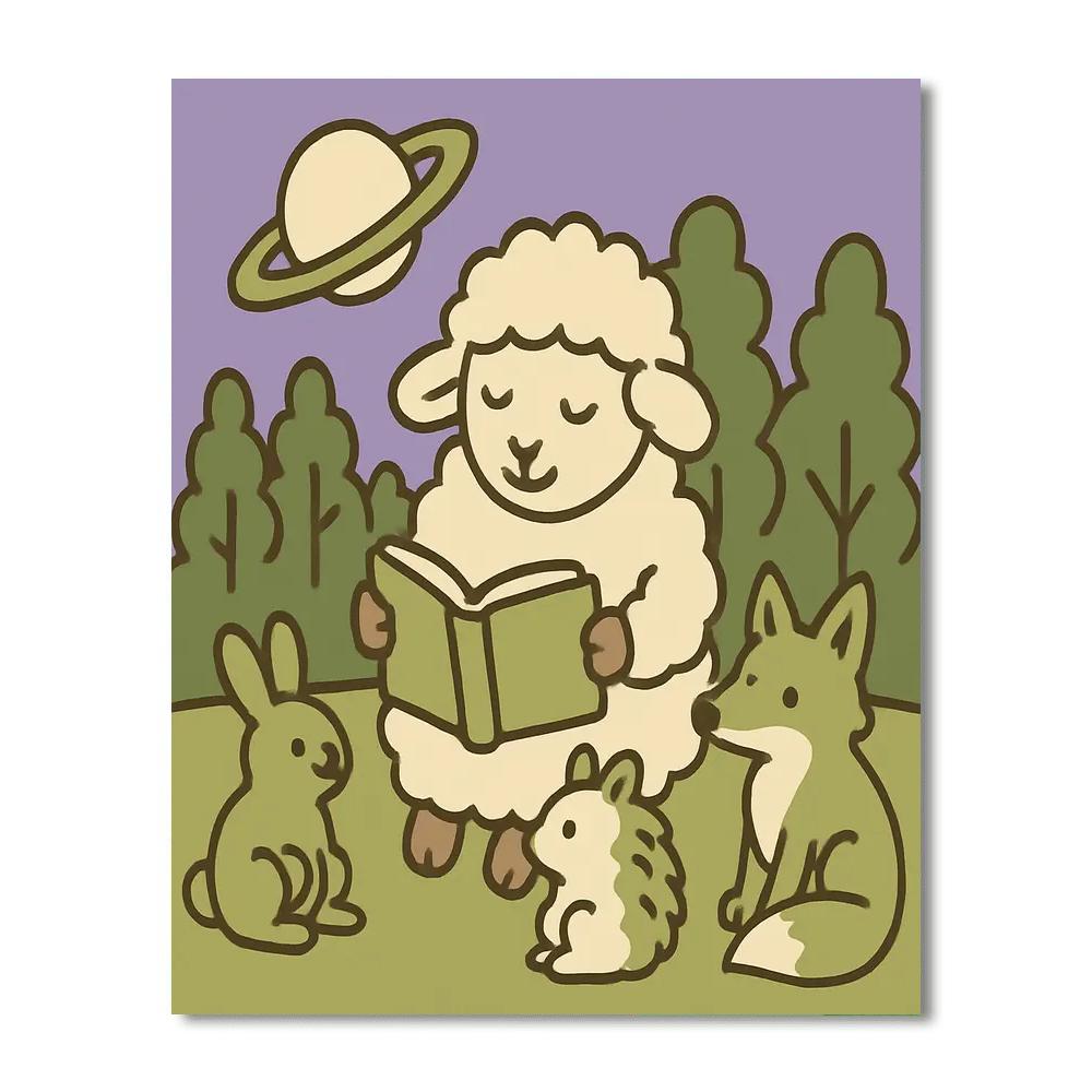 Starlit Storytime Sheep painting number kit