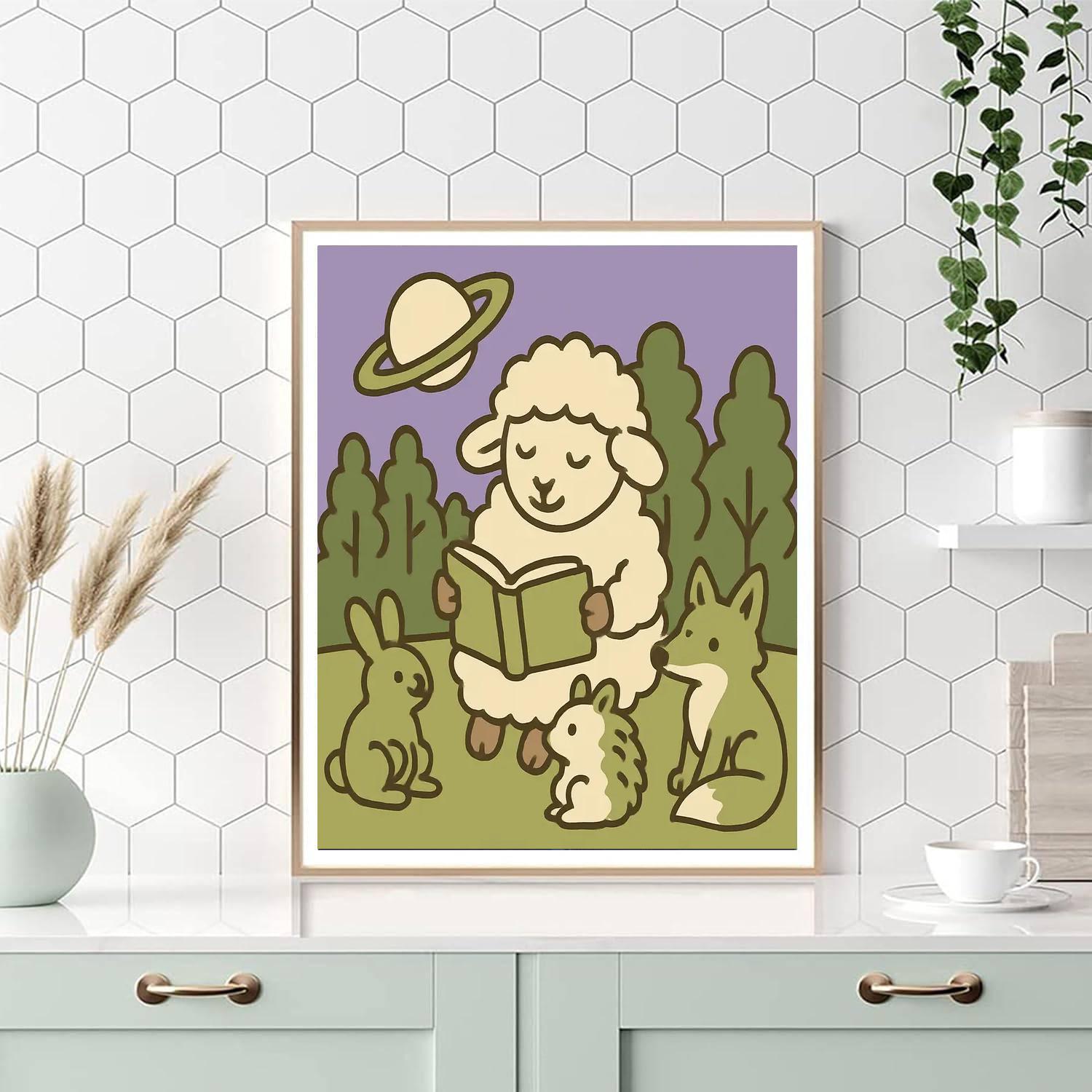 Starlit Storytime Sheep painting number kit
