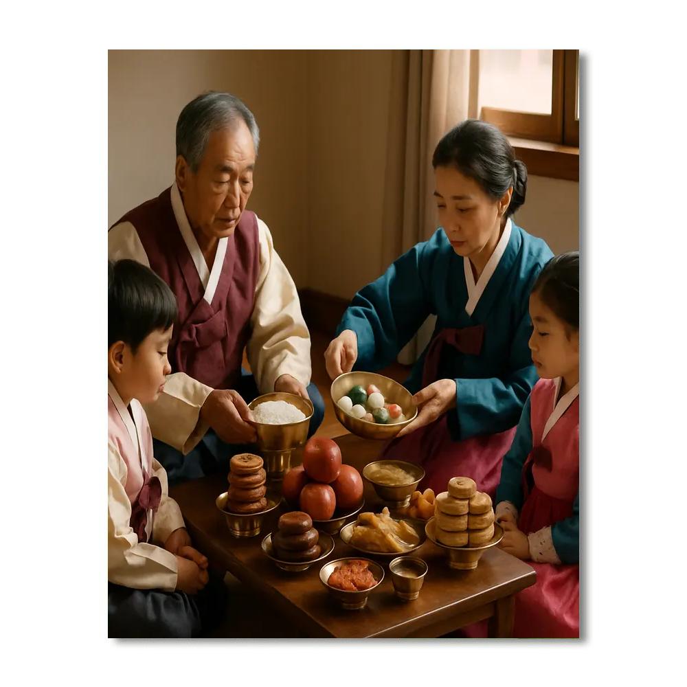 Korean Chuseok Family Table paint by numbers