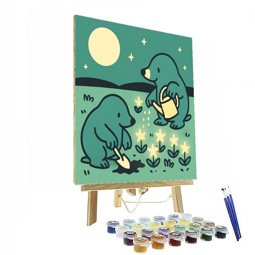 Moonlight Meadow Moles paint by numbers