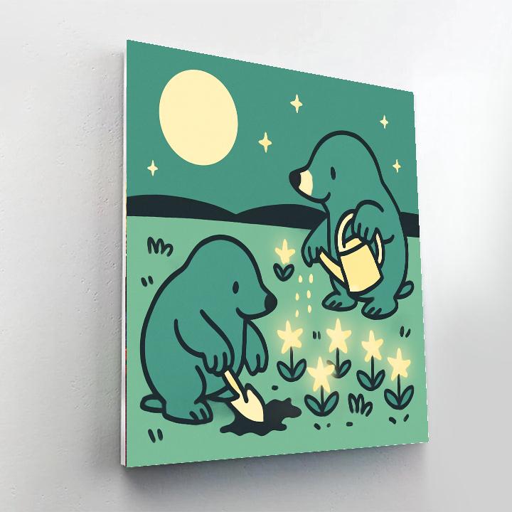 Moonlight Meadow Moles paint by numbers