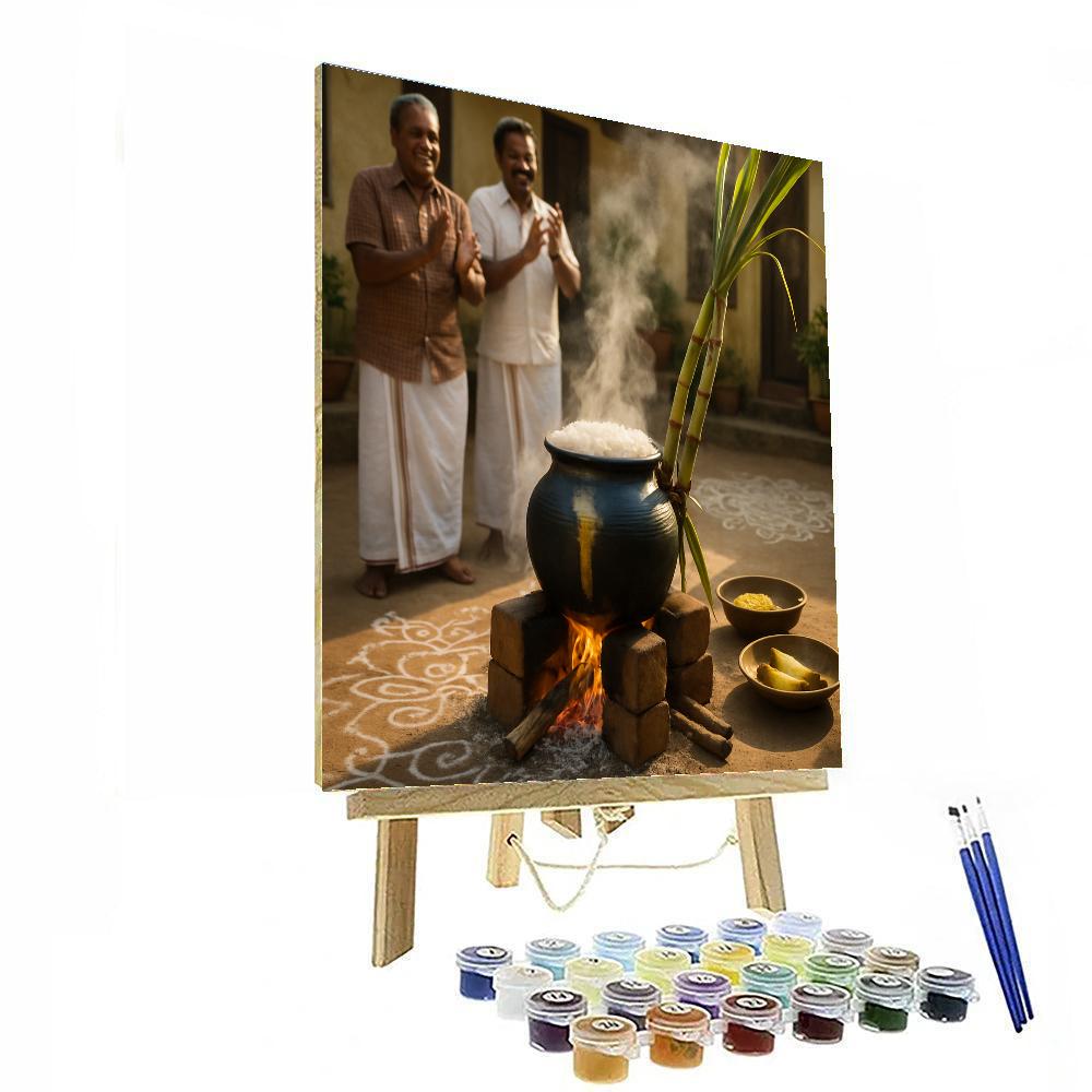 Pongal Harvest Pot Boiling Number painting