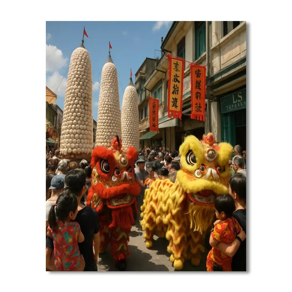 Bun Festival China Naga Lanterns paint by numbers