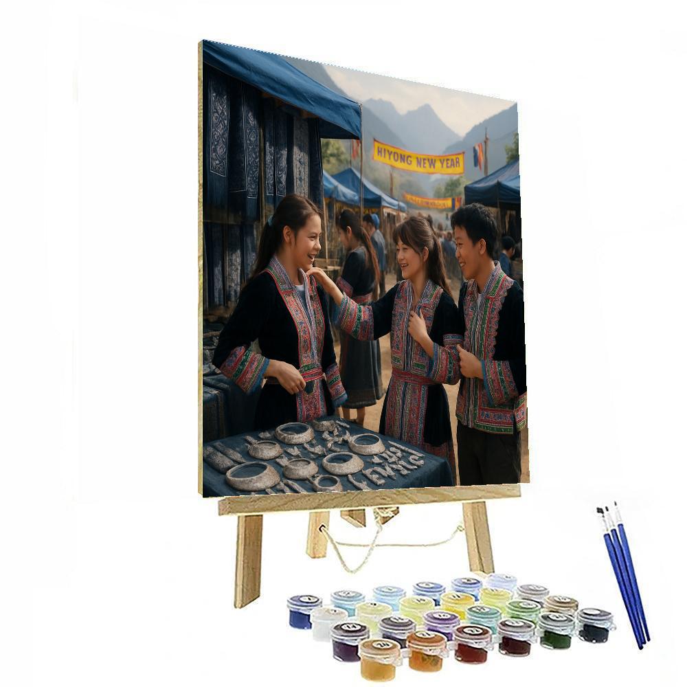 Hmong New Year Clothing Market DIY paint by numbers
