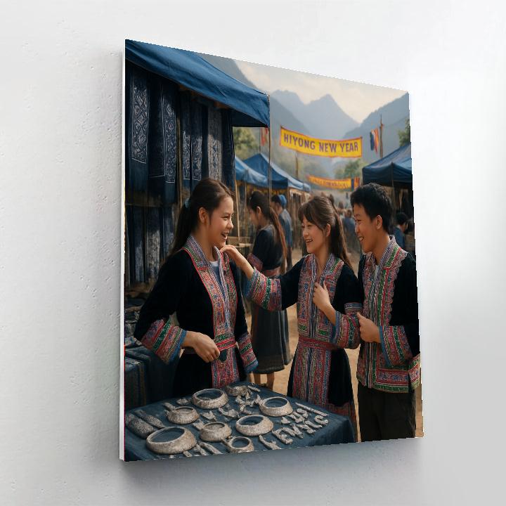 Hmong New Year Clothing Market DIY paint by numbers