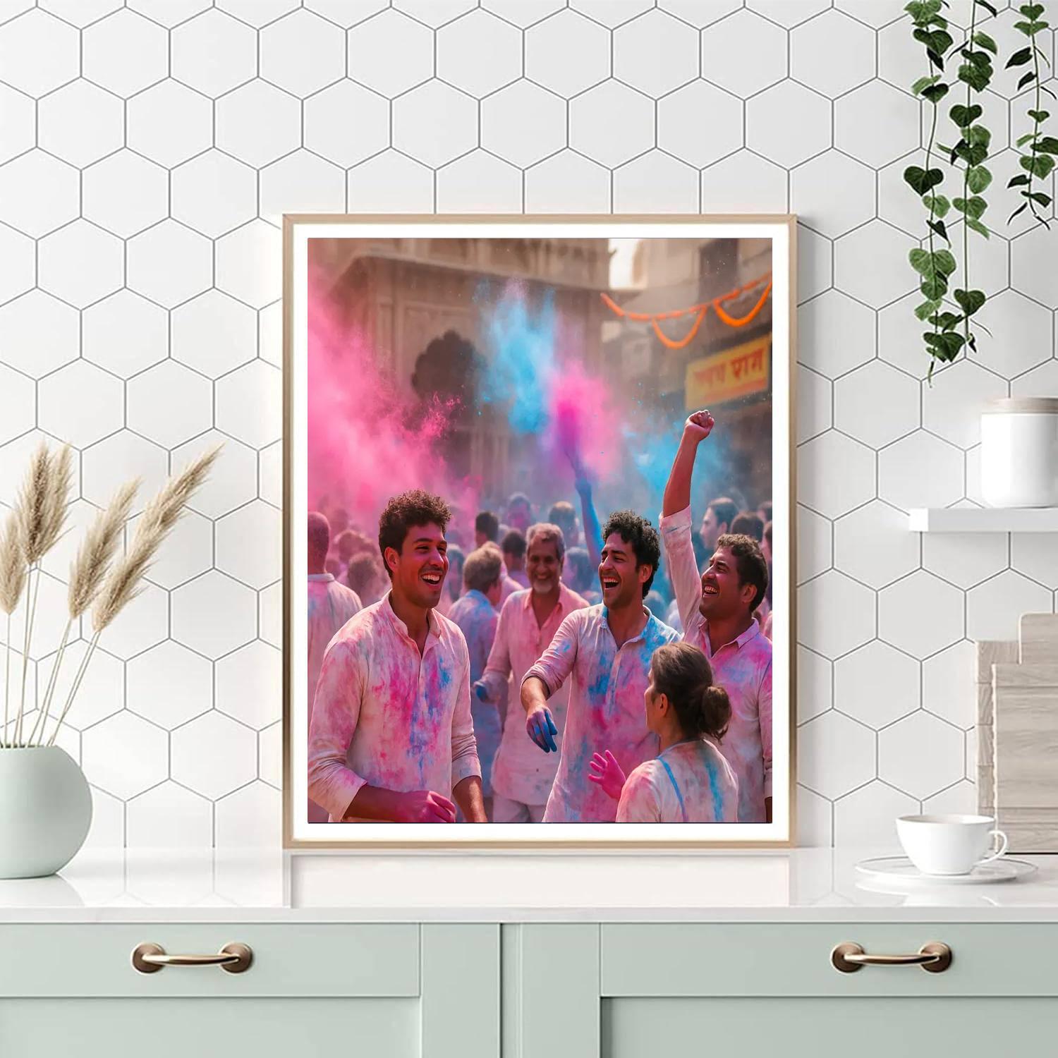 Holi Street Celebration Mathura Numbered painting kits