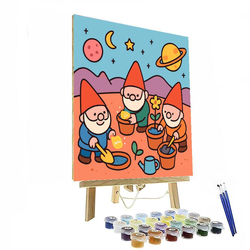 Galactic Gardening Gnomes DIY paint by numbers