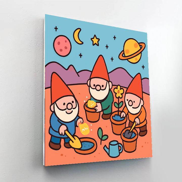 Galactic Gardening Gnomes DIY paint by numbers