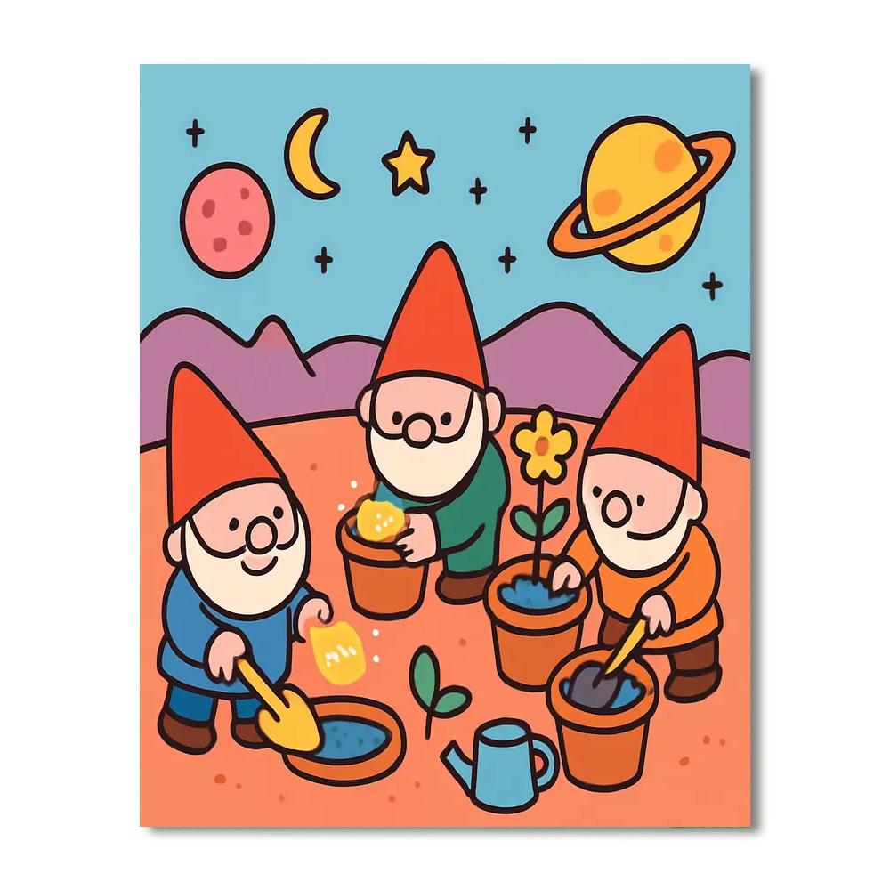 Galactic Gardening Gnomes DIY paint by numbers