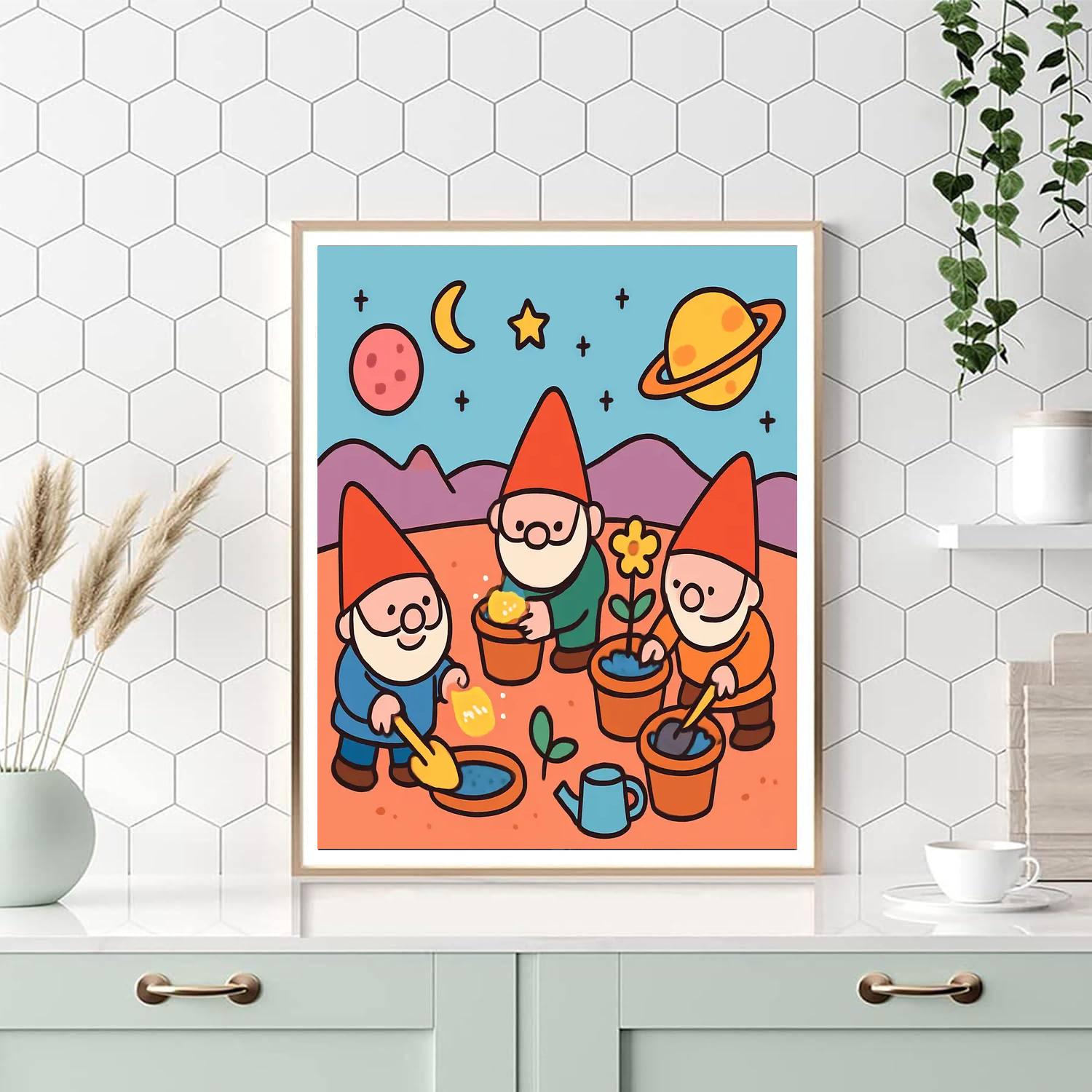 Galactic Gardening Gnomes DIY paint by numbers