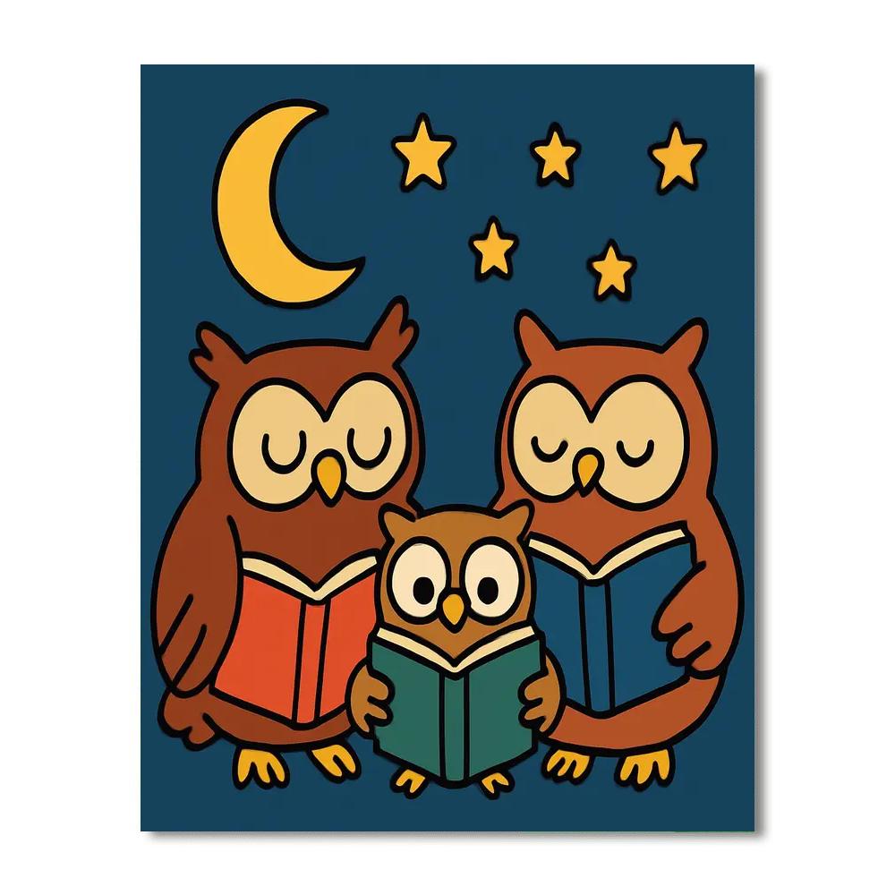 Moonlight Library Owls Paint by numbers kits