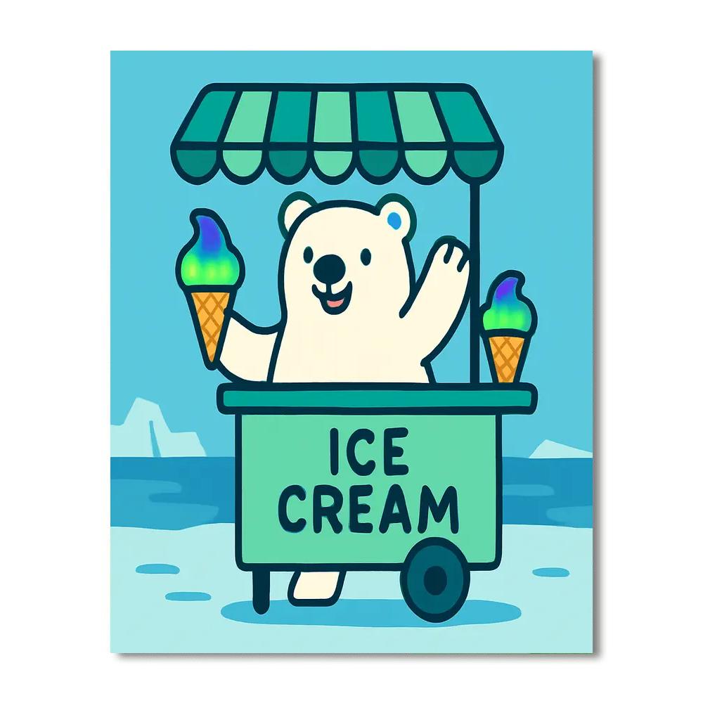 Aurora Ice Cream Stand painting number kit