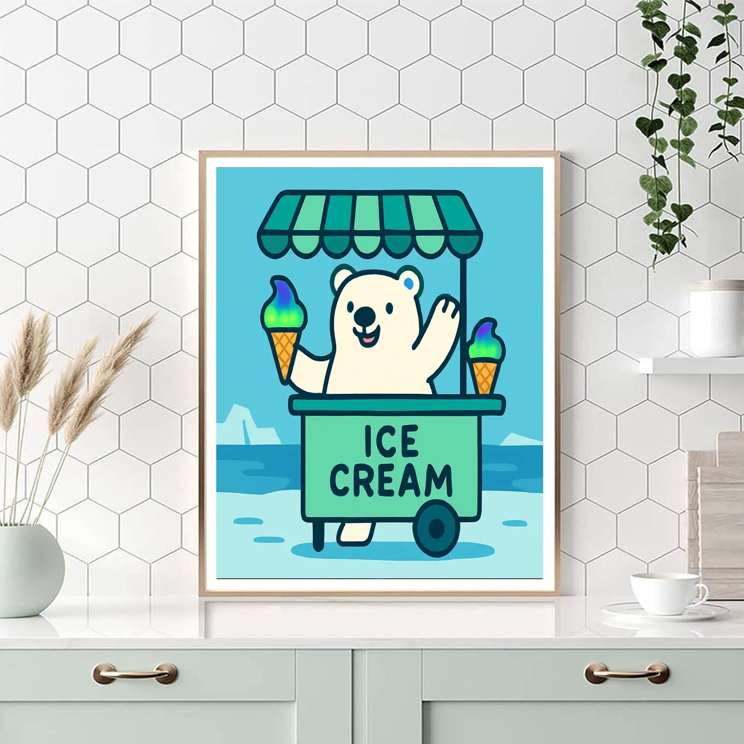 Aurora Ice Cream Stand painting number kit