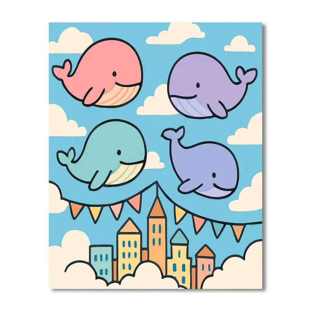 Sky Whale Parade paint by numbers