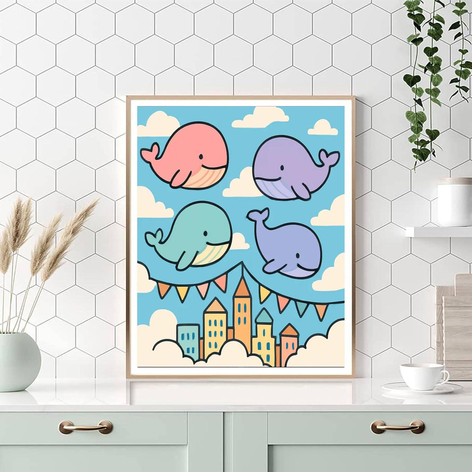 Sky Whale Parade paint by numbers