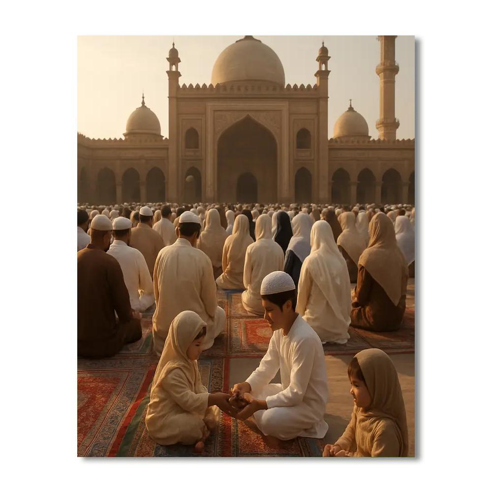 Eid Morning Prayer Courtyard Numbered painting kits