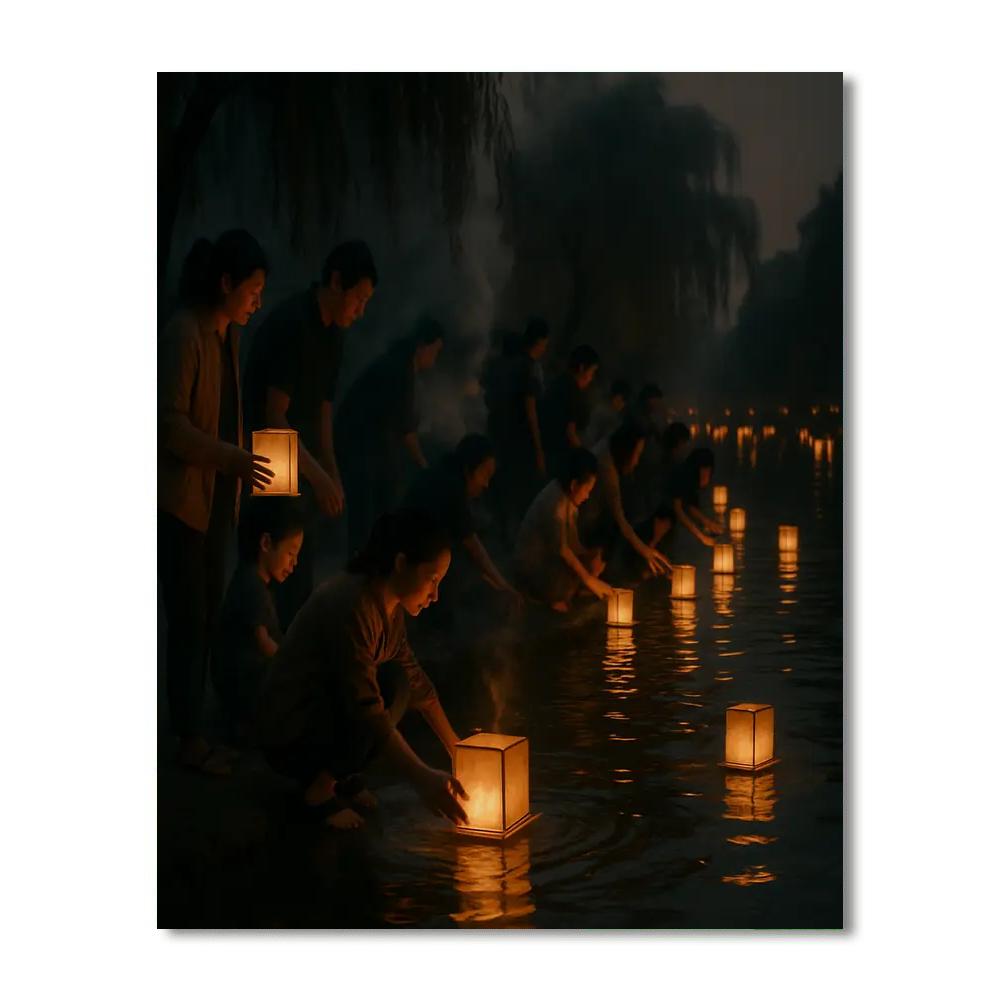 Chinese Lantern Festival River Release DIY paint by numbers