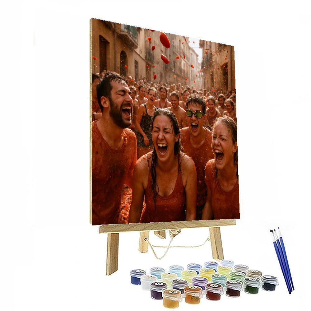 La Tomatina Tomato Fight Crowd Numbered painting kits
